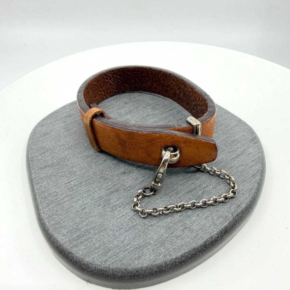 Brown Leather Grunge Charm Bracelet Gothic Chunky Festival Y2K Boho Jewelry - Picture 3 of 13